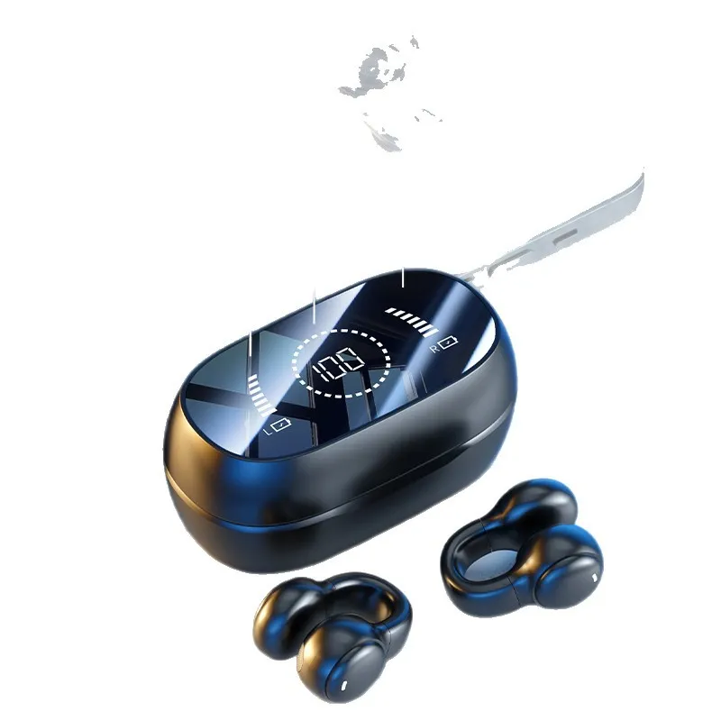 Clip-On Wireless Earbuds with Air & Bone Conduction, Ultra-Long Battery Life & Noise Reduction